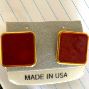 1980s square enamel pierced earrings